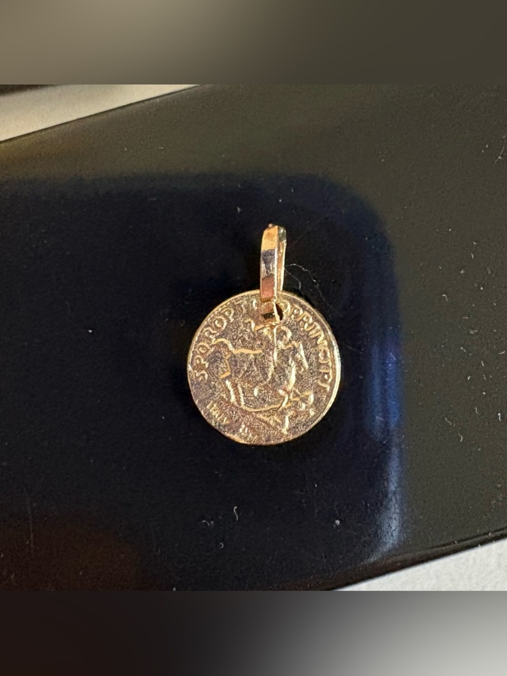 14K Solid Gold Roman Emperor Trajan Coin Pendant Charm (10.5mm x 10.5 mm) - Picture 2 of 4